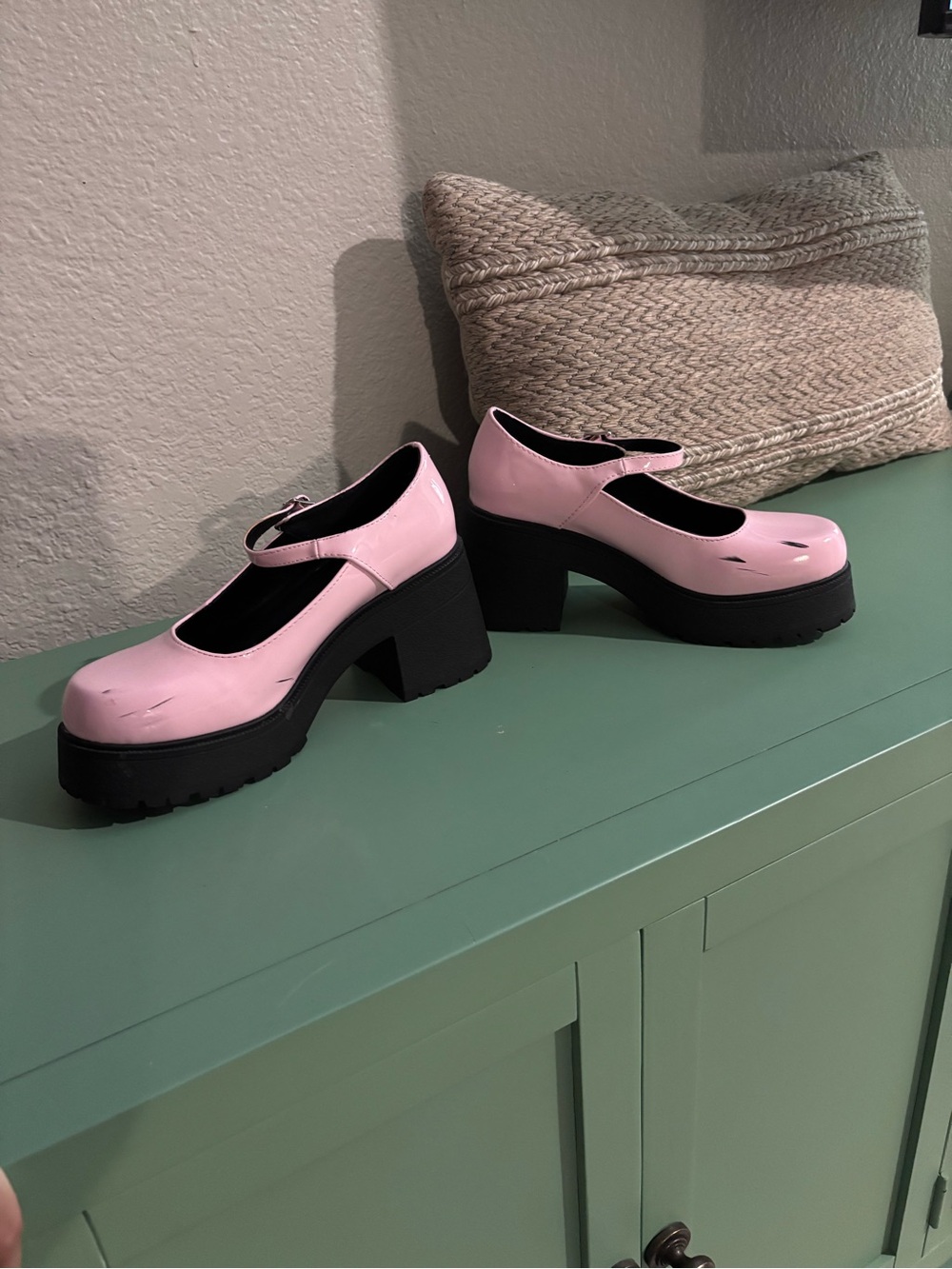 Soda Pink Patent Platform Mary Jane Heels - Picture 2 of 6